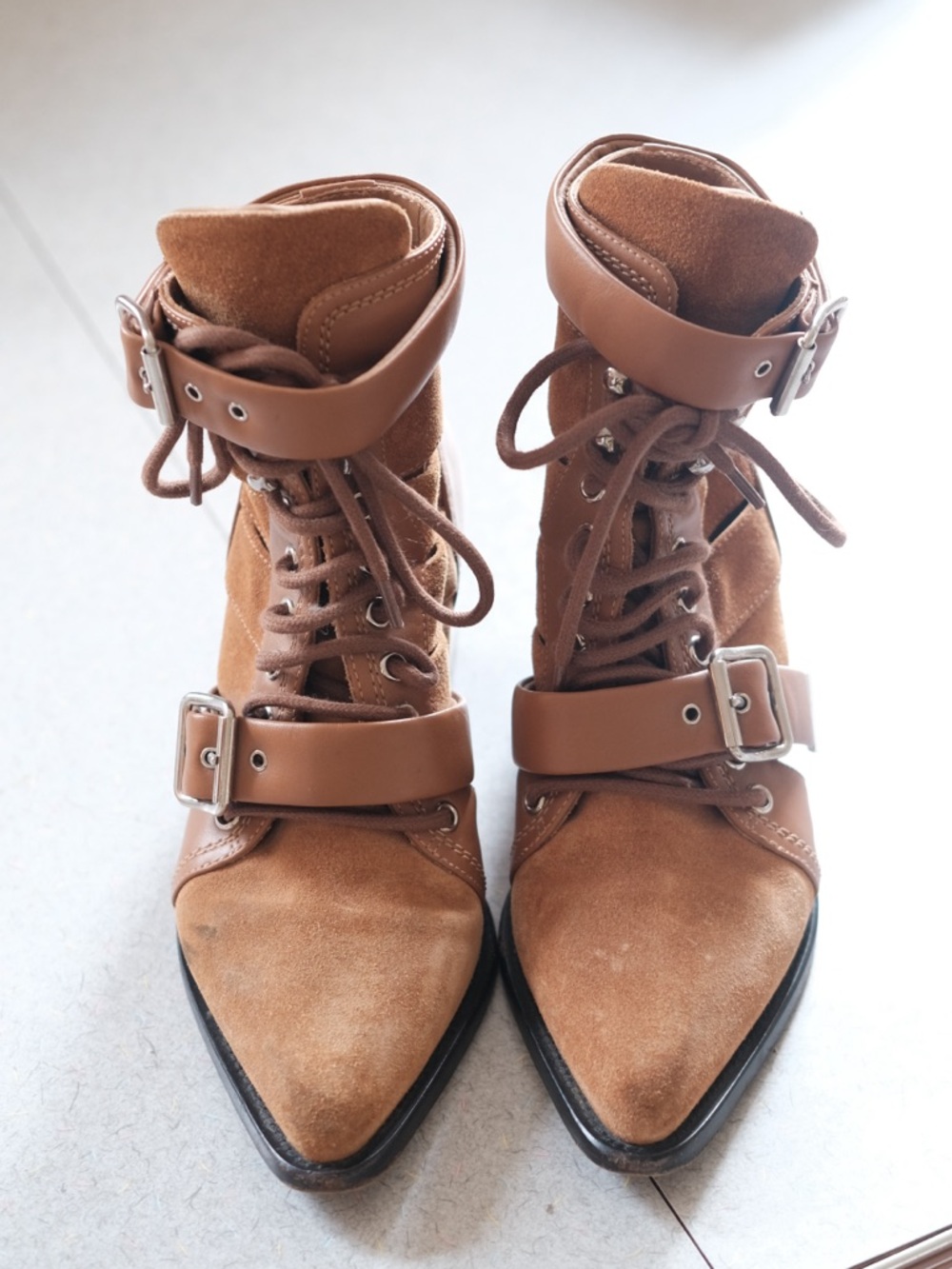 Chloe Rylee Brown Suede Lace Up Boots